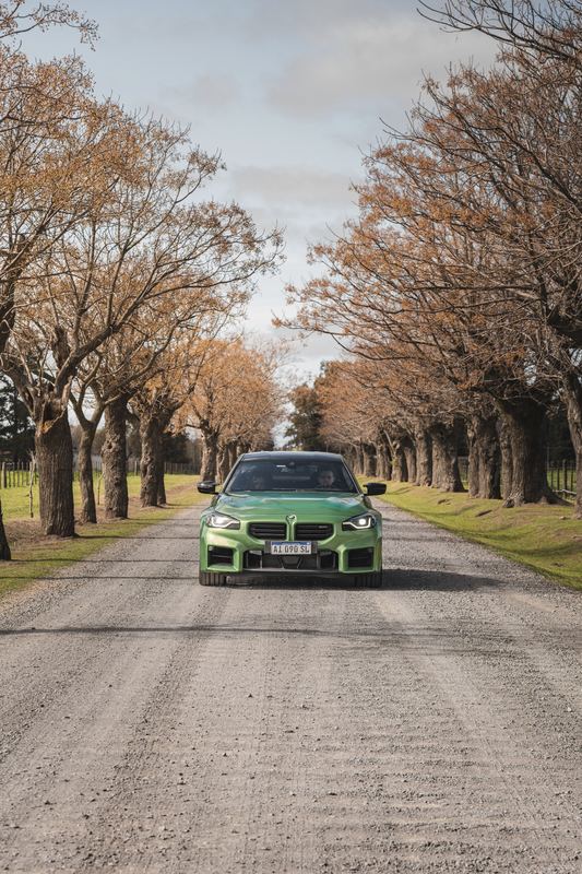 BMW M2 verde por la alameda de la estancia
